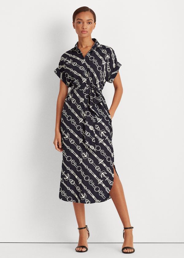 Vestido Ralph Lauren Anchor-Print Crepe Mulher 80253-NHRT